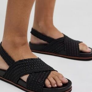Rag & bone Bailey shirted black leather sandals eu38 size